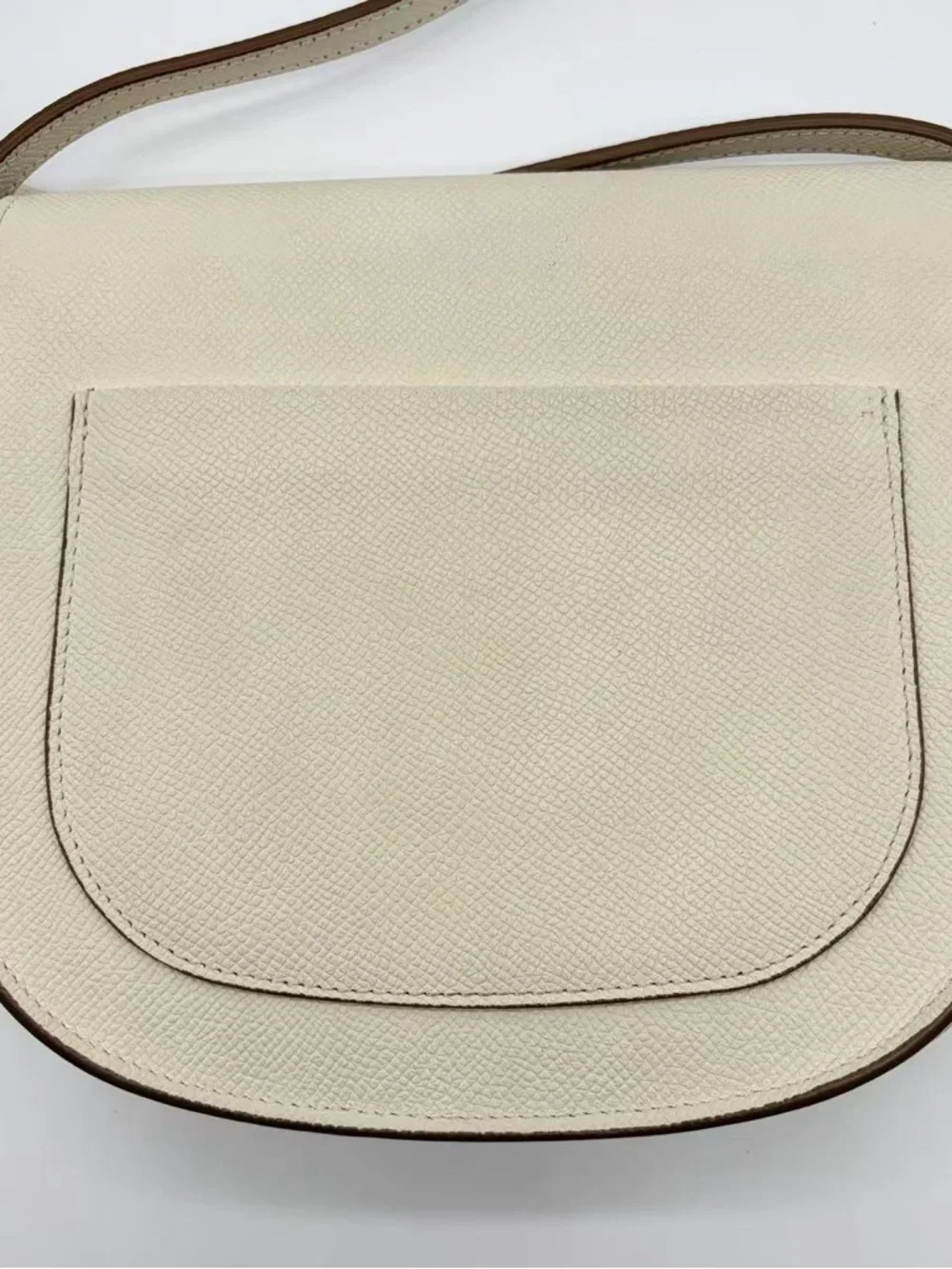 Celine Cream Leather Crossbody Bag with Gold Accent